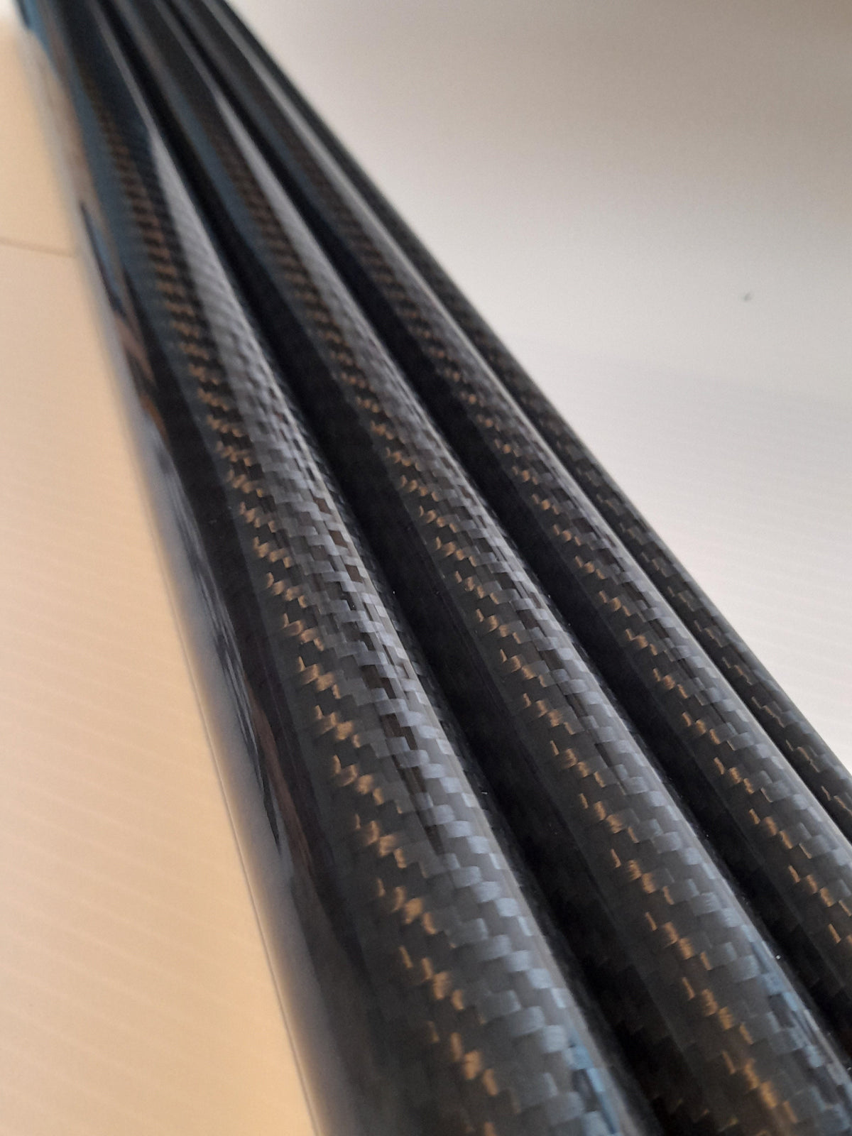Carbon Fibre Tube Roll Wrapped 1000mm Length Different Diameters Gloss Twill Black