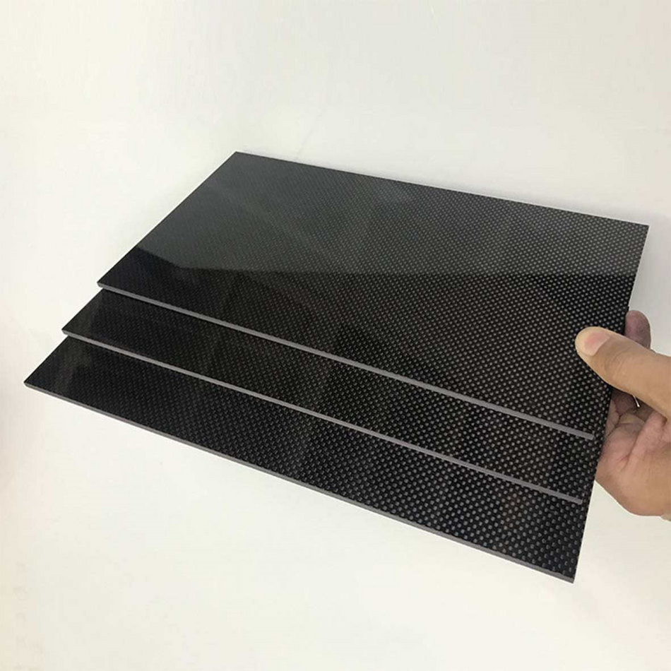 Carbon Fibre Sheet Gloss Plain 300mm x 200 mm 1 to 5mm Thicknesses