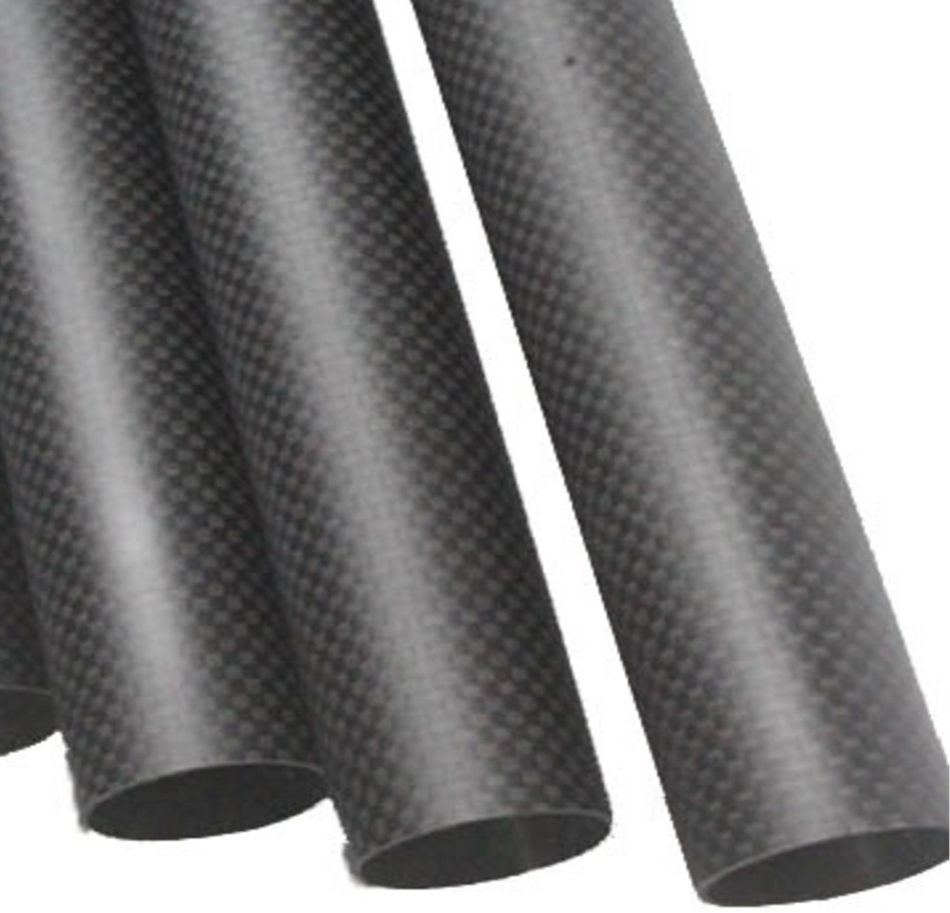 Carbon Fibre Tube Roll Wrapped 1000mm Length Different Diameters Plain Matte Black