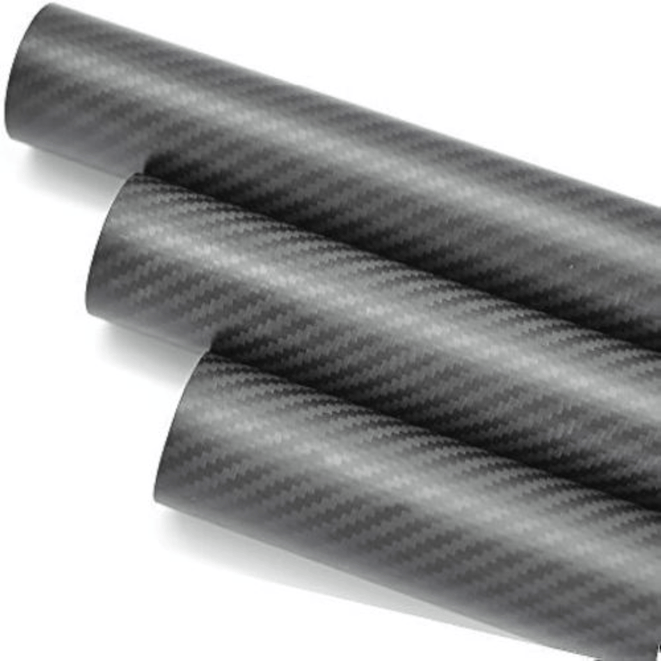 Carbon Fibre Tube Roll Wrapped 1000mm Length Different Diameters Twill Matte Black